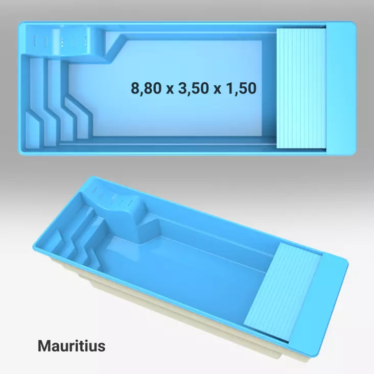Uima-allaspaketti Mauritius lamellikate - Lasikuituiset uima-altaat - 160636 - 1